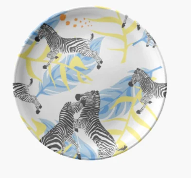 Nordic Style Animal Cotton Pattern Square Ceramic Dessert Dishes Plates Set Colorful Restaurant Home Party Dining Plates