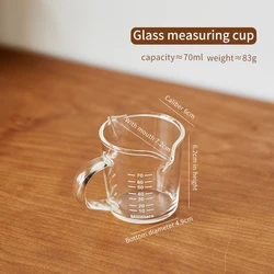 Amazon Hot Sale Espresso Shot Pyrex Beaker Glass Measuring Cups Set Double-mouthed Coffee Cups Jug With Wooden Handle 3264