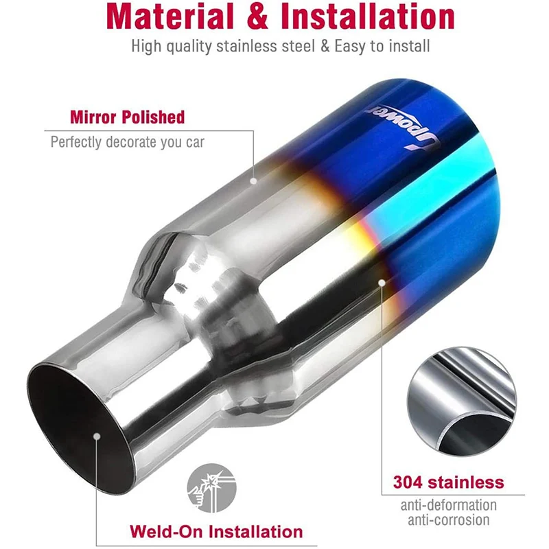 Stainless Steel Dual Exhaust For Exhaust Muffler Tail Throat Exhaust Muffler Pipe Tip