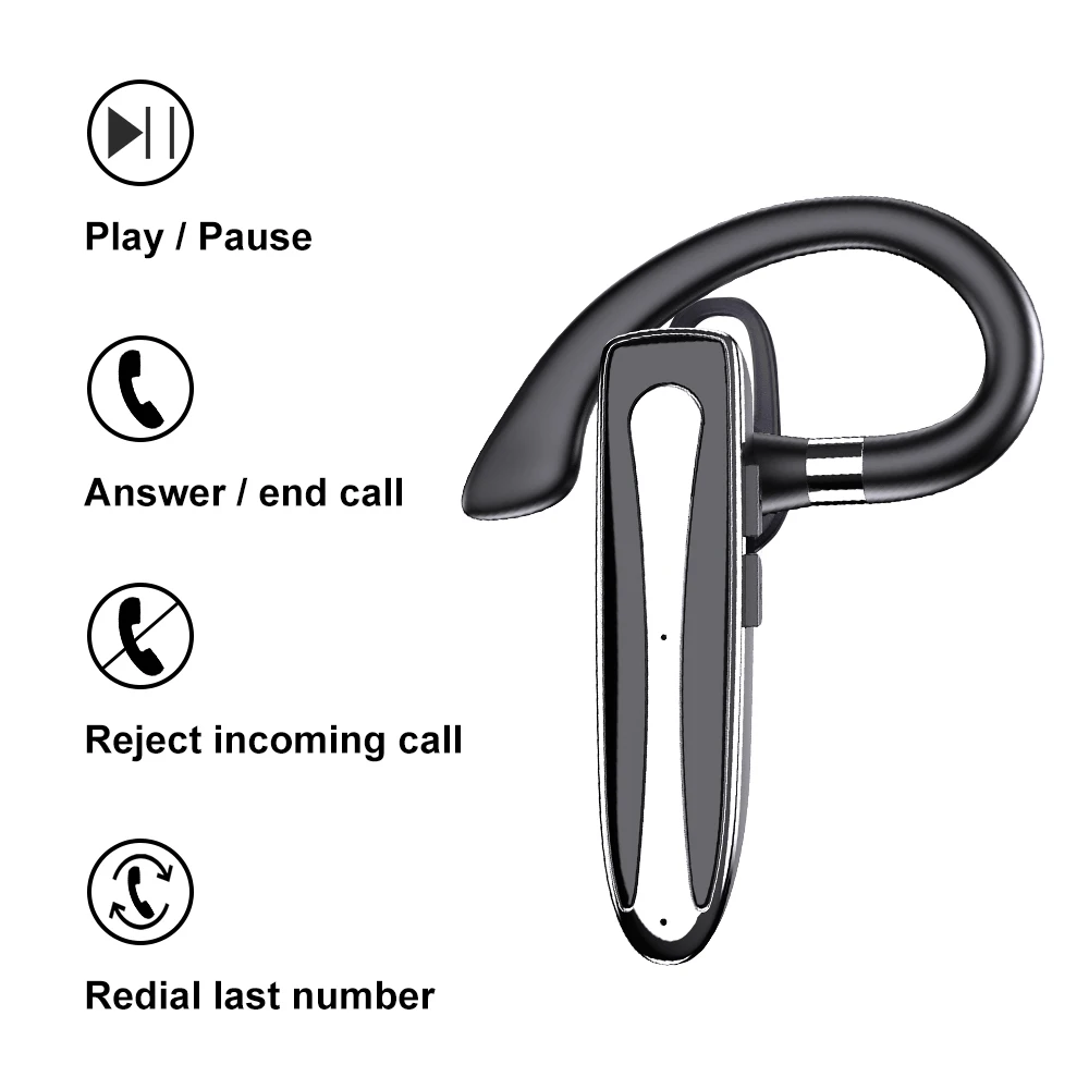 Yyk 530-1 Ear Hook Earphone Cellphone Office Driving Headphone Hands-free High Quality Led Display Rotatable Earbuds Earpiece