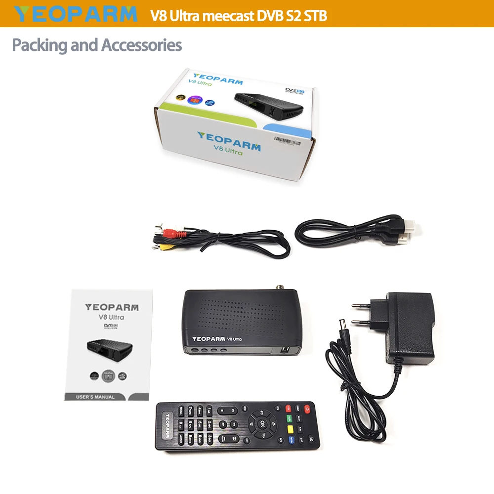  Спутниковый ресивер YEOPARM V8 DVB S2 телеприставка MeeCast mirroring USB LAN/WIFI dongle Youtube IPTV 264 1080P DVBS2