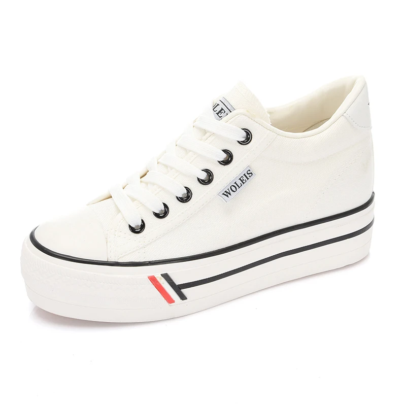 
Wholesale Classic 6cm High Increasing Chunky Casual Zapatillas Lona De Mujer Woman Canvas Flat Shoes 