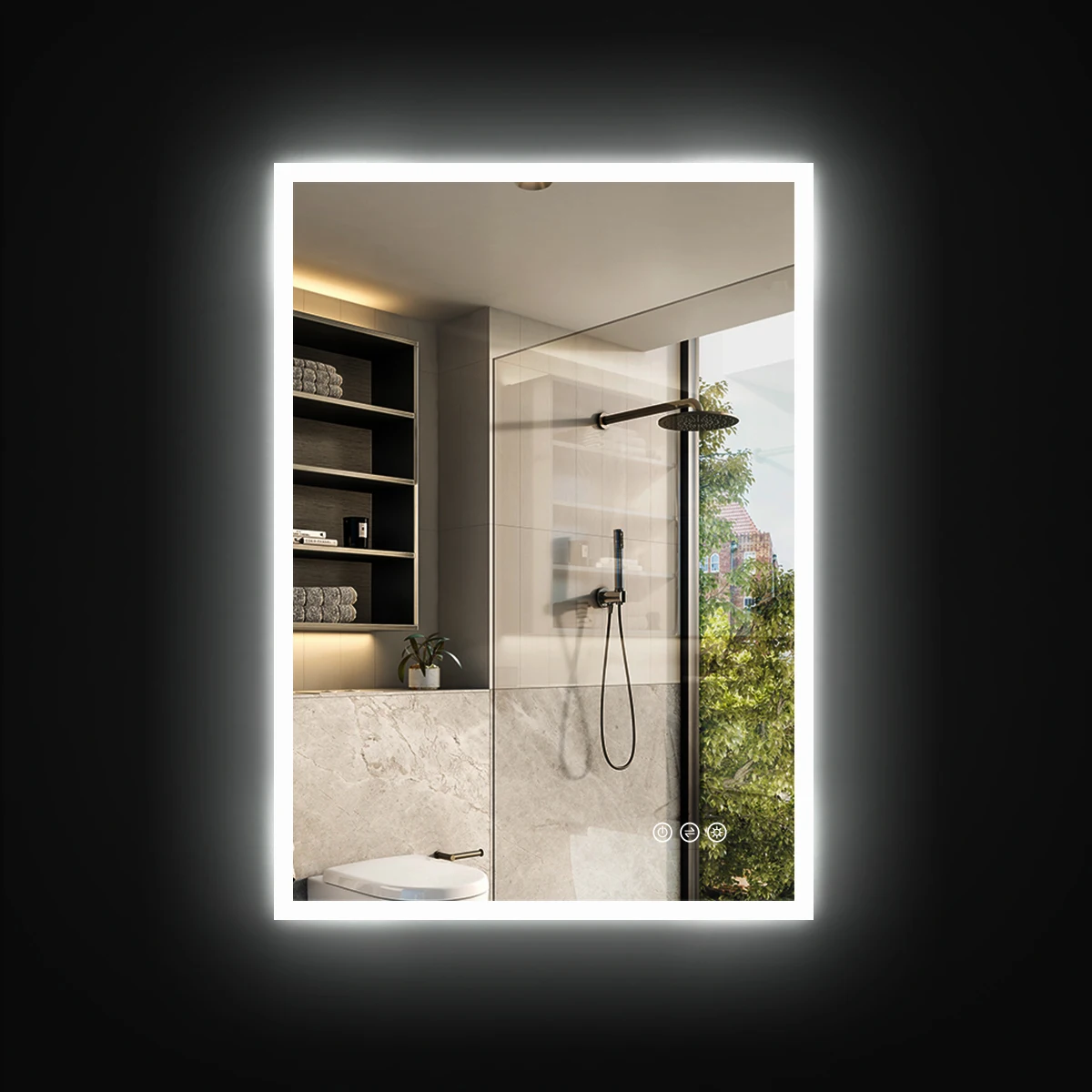 Bathroom basin mirror smart LED light mirror anti - fog toilet smart mirror touch screen