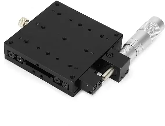 X Linear Stage, Micrometer Manual Precision Linear Translation Stage Displacement Trimming Bearing Sliding Table X Axis 80x80mm