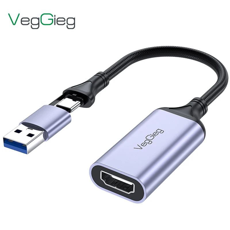 Veggieg 4K карта захвата HDTV к Type-C USB 3,0 видеозапись для Windows Mac OS OBS Zoom PS4, коммутатор, Xbox