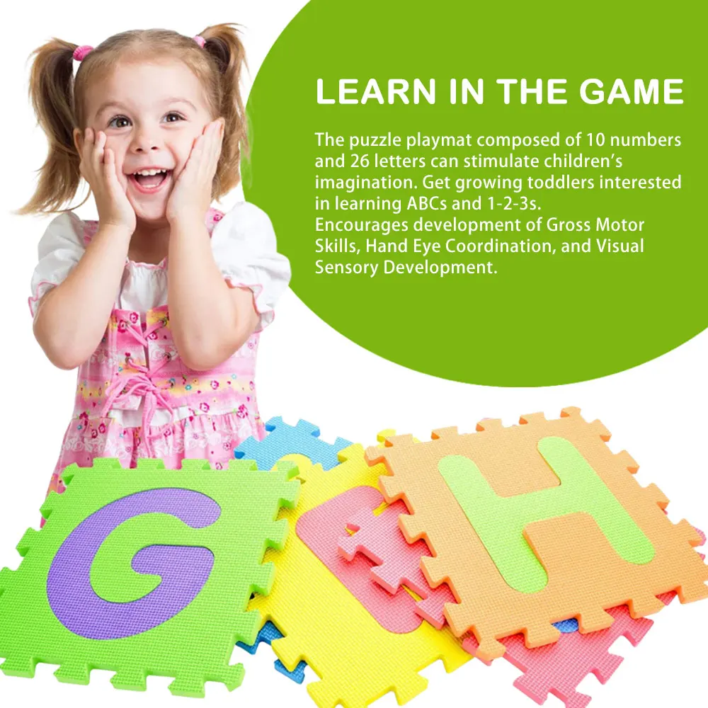 30*30cm  alphanumeric EVA foldable soft baby puzzle play  water proof mat ,For Babies Safety Game