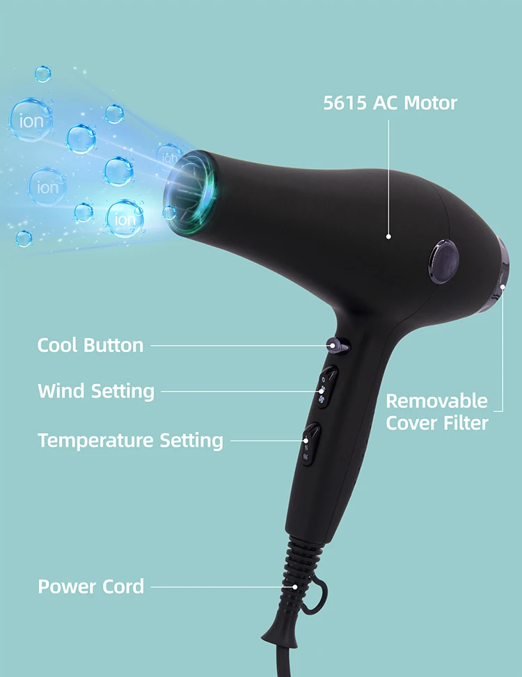 2600W Powerful Hair Dryer with AC Motor Negative Ionic secador de pelo Blow Dryer Professional Salon Hair Dryer