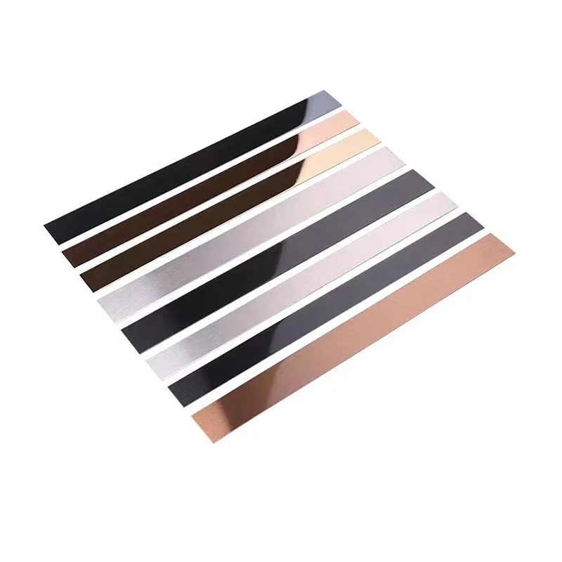 Aisi 304 Gold Sliver Ba Mirror Finished Self Adhesive Stainless Steel Decorative Strip For Wall