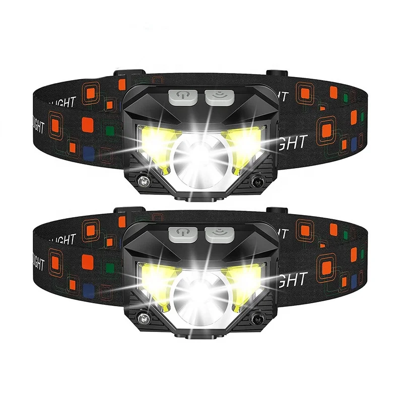 Custom Logo Headband Wave Induction XPG COB USB Rechargeable Headlamp Outdoor Emergency Bicycle LED Headlamp