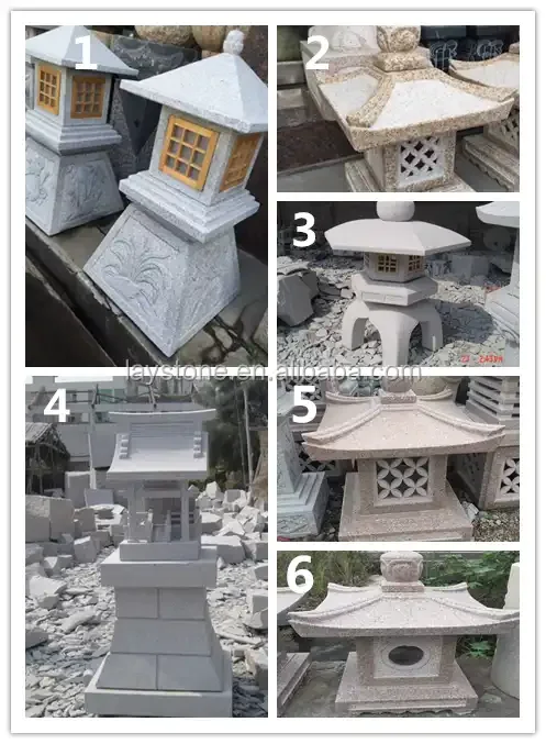 Classic grey granite Japanese stone lantern outdoor garden decorated with pagoda lamp posts