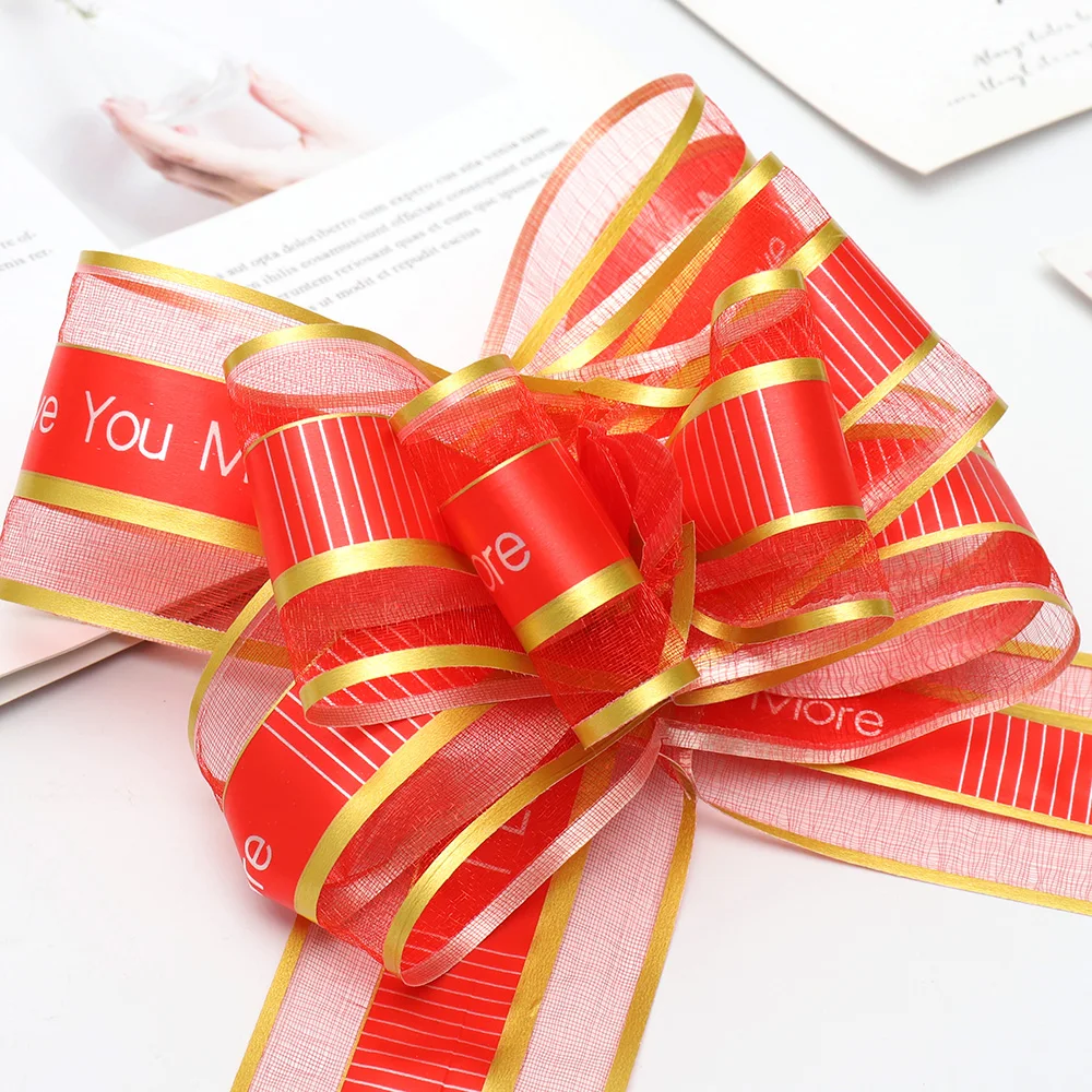 HUAJU Wholesale Butterfly Shape Pull Ribbon Wedding Party Gift Wrapping Wedding Decoration Organza Pull Bow ribbon