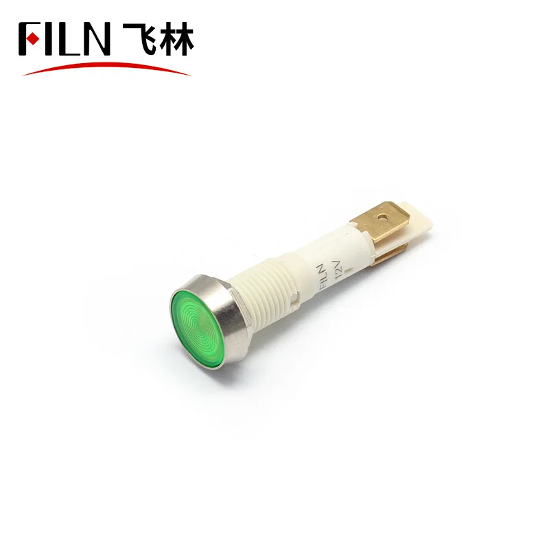  FILN 10mm signal lamp 12v 24v 110v red green blue white led plastic warning light with solder pins IP67