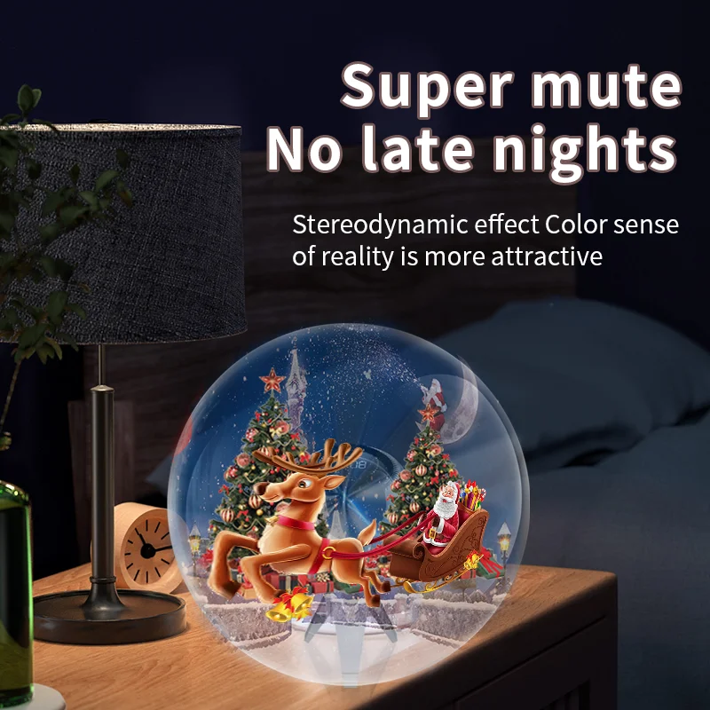 25CM Mini 3D Desktop Fan Screen Hologram Advertising Machine Projector Light Display Holographic Battery Powered Desktop LED Fan