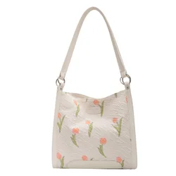 Z061 Female Trend Shopping Bag Quality Stylish Cloth Tote Bag 2022 Hot Sale Handbags Women Flower Print Pattern Shoulder Bag