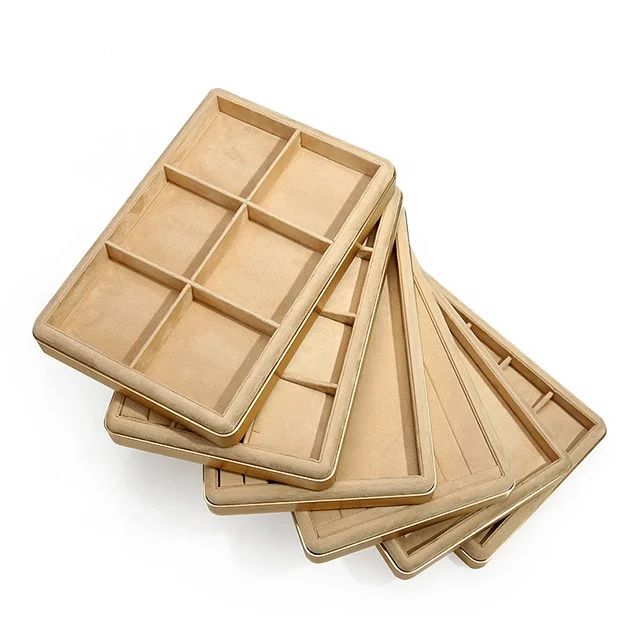 VANLOCY Factory Wholesale Spot Jewelry Display Suede Necklace Earrings Bracelet Ring Display Jewelry Tray Ring Stand