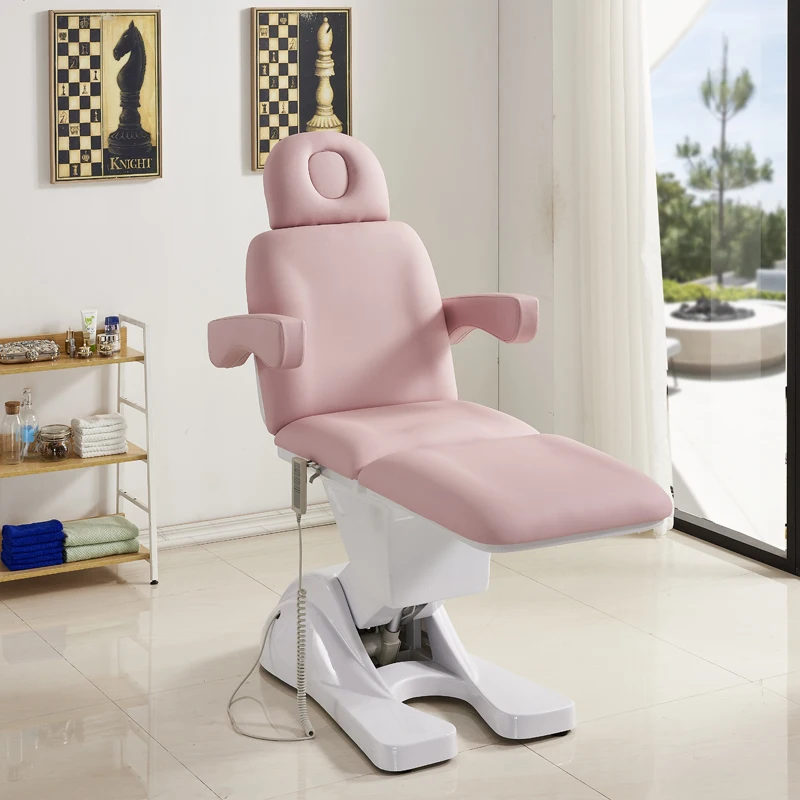 Hot sale electric table chair folding pink massage treatment  beauty facial bed with cabinet and stool on Sale