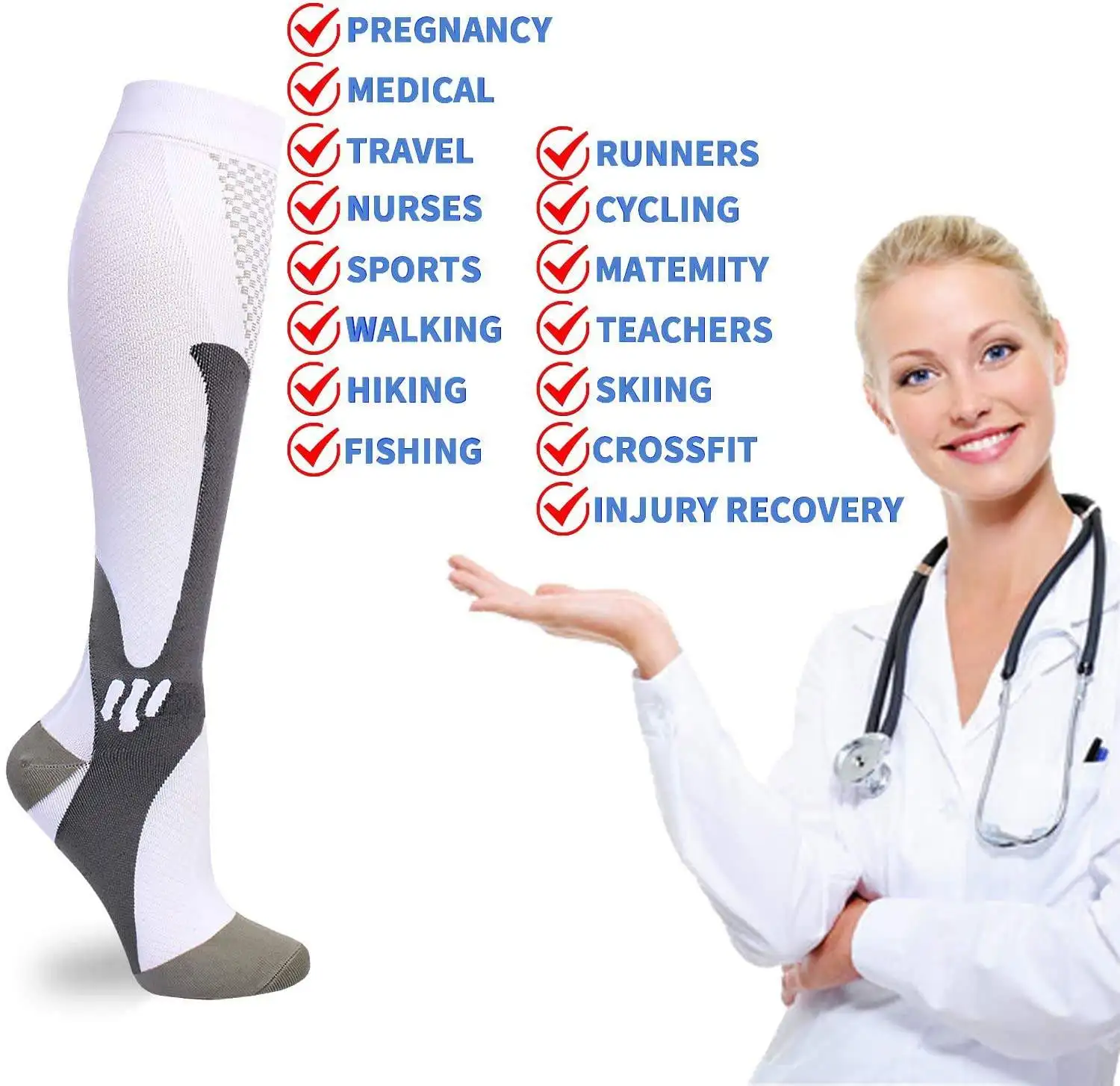 4 Pairs Compression Socks for Men and Women 20-30 mmHg Compression Stockings