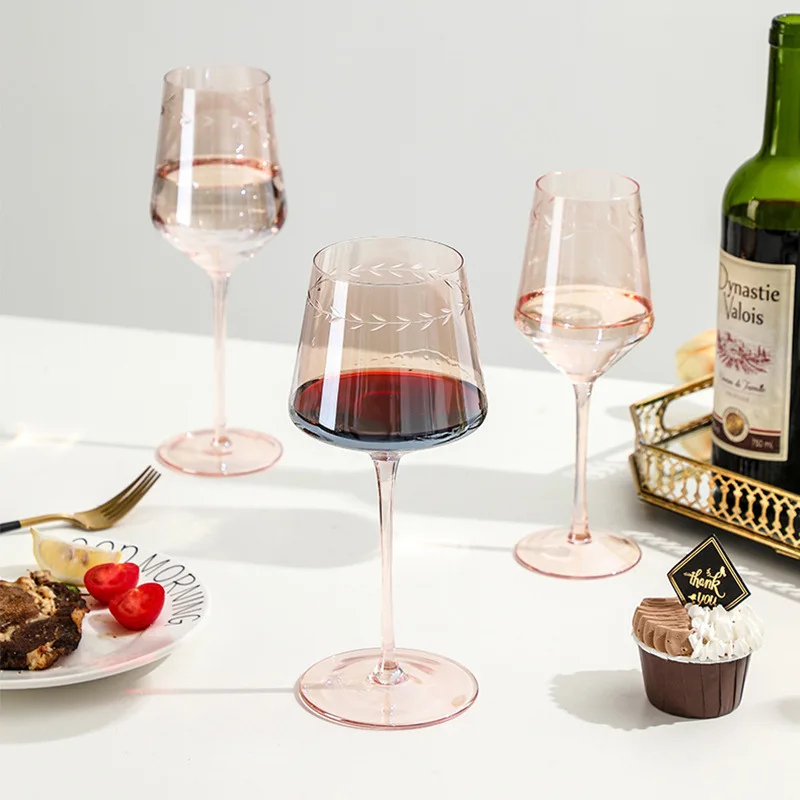European engraved electroplated glass goblets creative home red wine glasses champagne glasses wine glasses