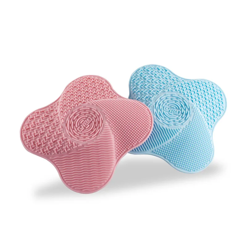 Four Leaf Clover Shape 5 Suction Cups Design Food Grade Silicone Makeup Brush Cleaner Pad Make Up Washing Brush Gel Cleaning Mat