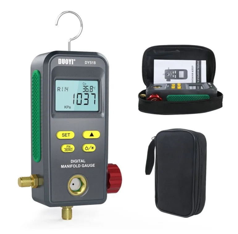 2023 DUOYI DY518 Refrigeration Meter Set R410A Digital Manifold Pressure Gauge Vacuum Pressure Temperature Meter Test Testo550