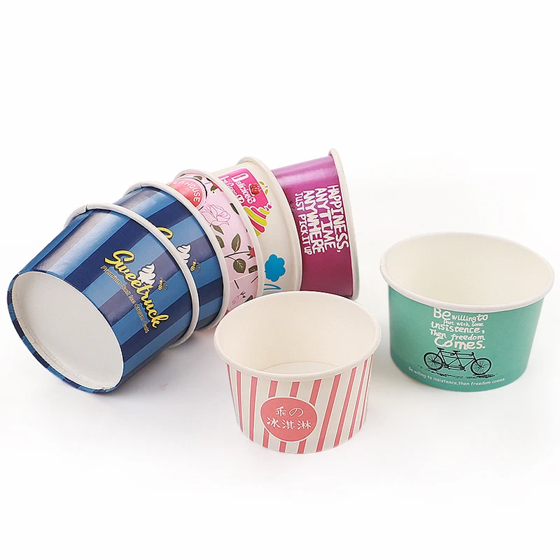 Custom printed disposable Ice Cream Paper  Packaging Container