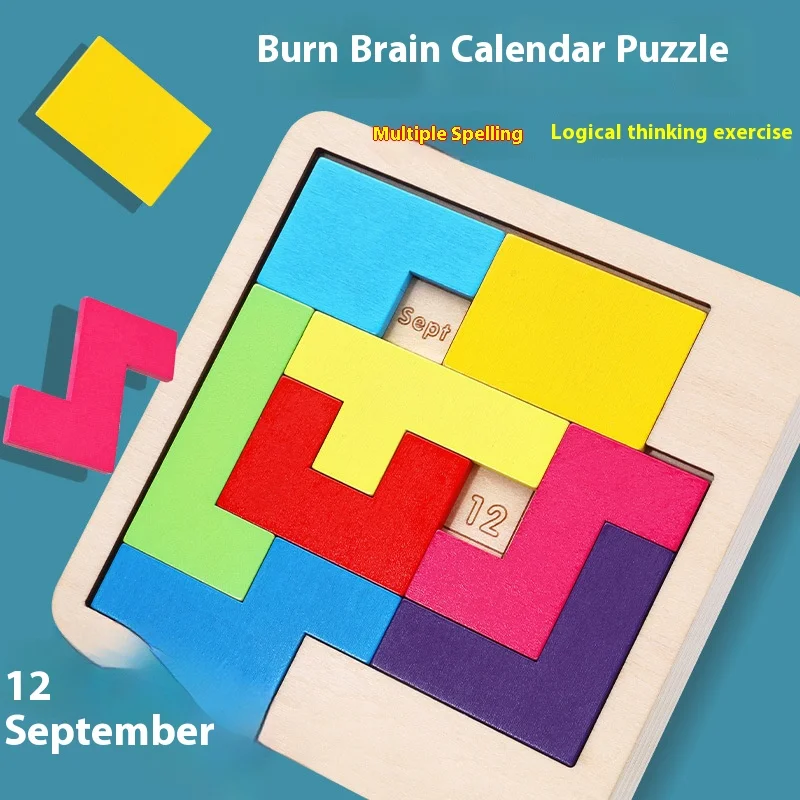 Красочная деревянная головоломка с календарем
