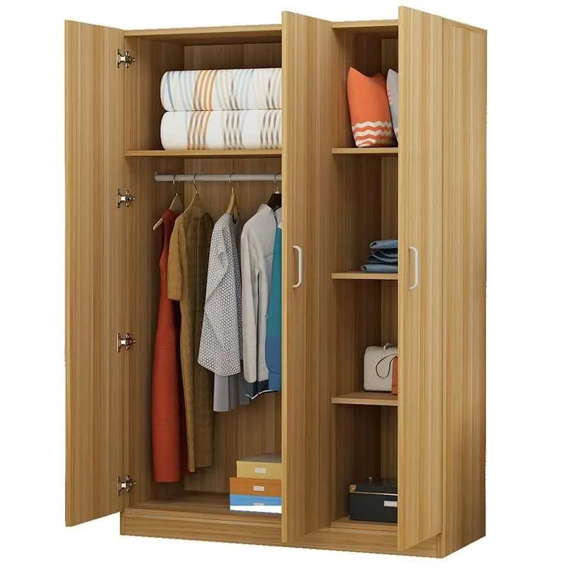 Custom Natural Color 2/3/4 Doors Melamine Veneer Finish Wardrobe Wooden Modern Wardrobe