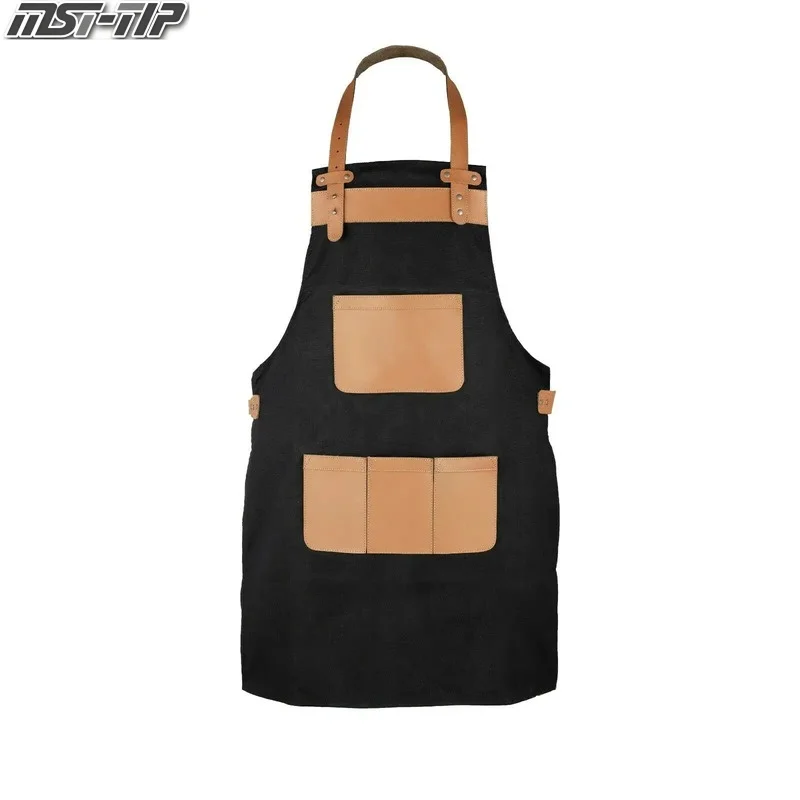 Factory wholesale Unisex Custom Pattern Kitchen & BBQ Chef Adult Apron Bib with Leather Straps Work for Men Women Christmas Gift