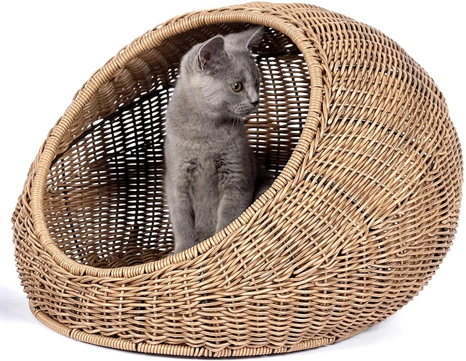 Indoor Cat Bed Modern Handmade Cat Rattan Dome Basket Houses Wicker Cat Bed Basket
