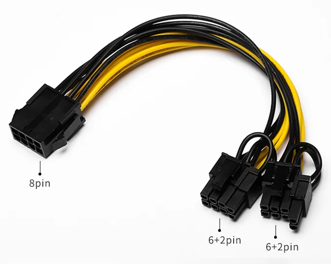  Кабель питания для видеокарты pcie сплиттер 18awg 8pin gpu кабель 6 pin pci-e до 8