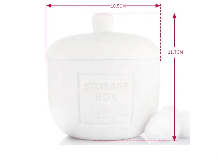 
Classic White Stone Collection Bathroom Vanity Storage Organizer Canister Jar for Cotton Balls, Swabs and Bath Salt 