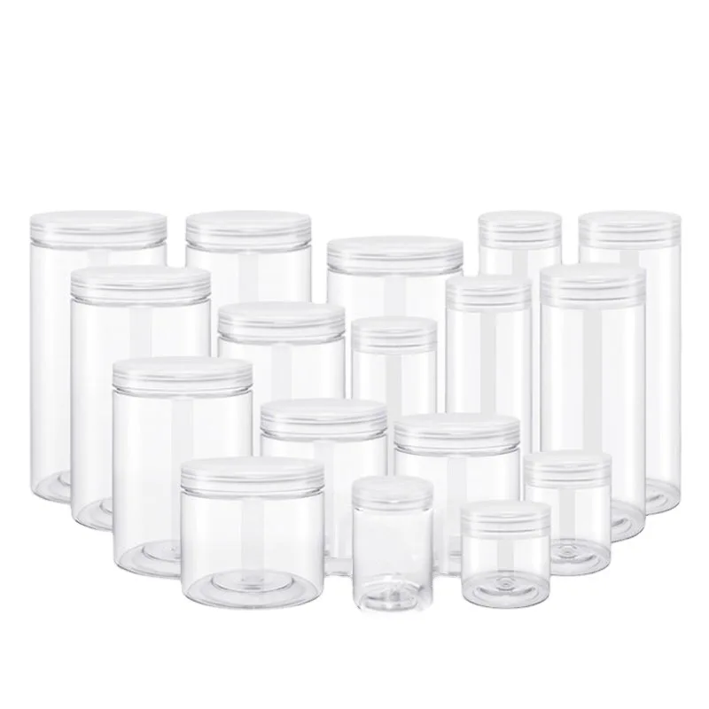 Various Capacity Aluminum Lid Airtight Jar clear Plastic Jars PET Jar Nail Art Acrylic Nail Dipping Powder Container