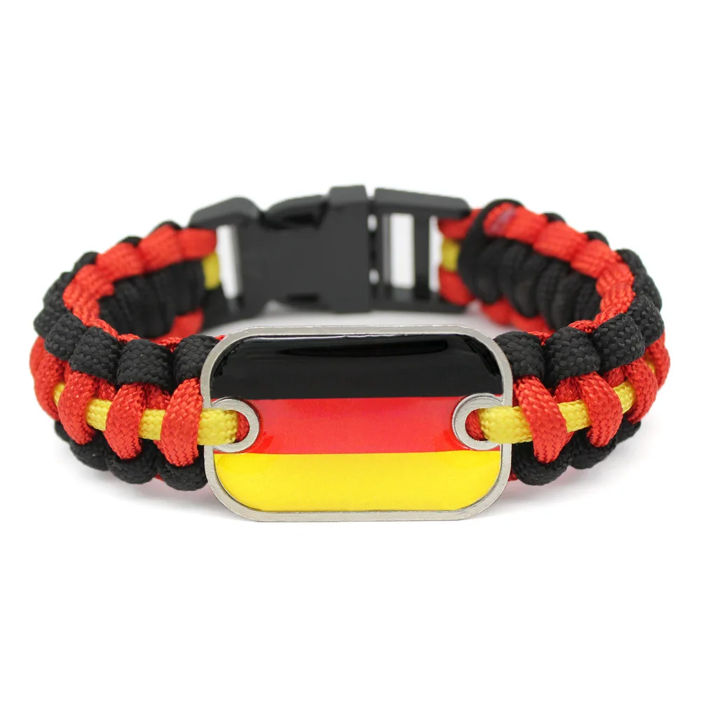 Customized Creative Outdoor Survival Wristbands Quality National Flag Handmade Paracord Bracelet