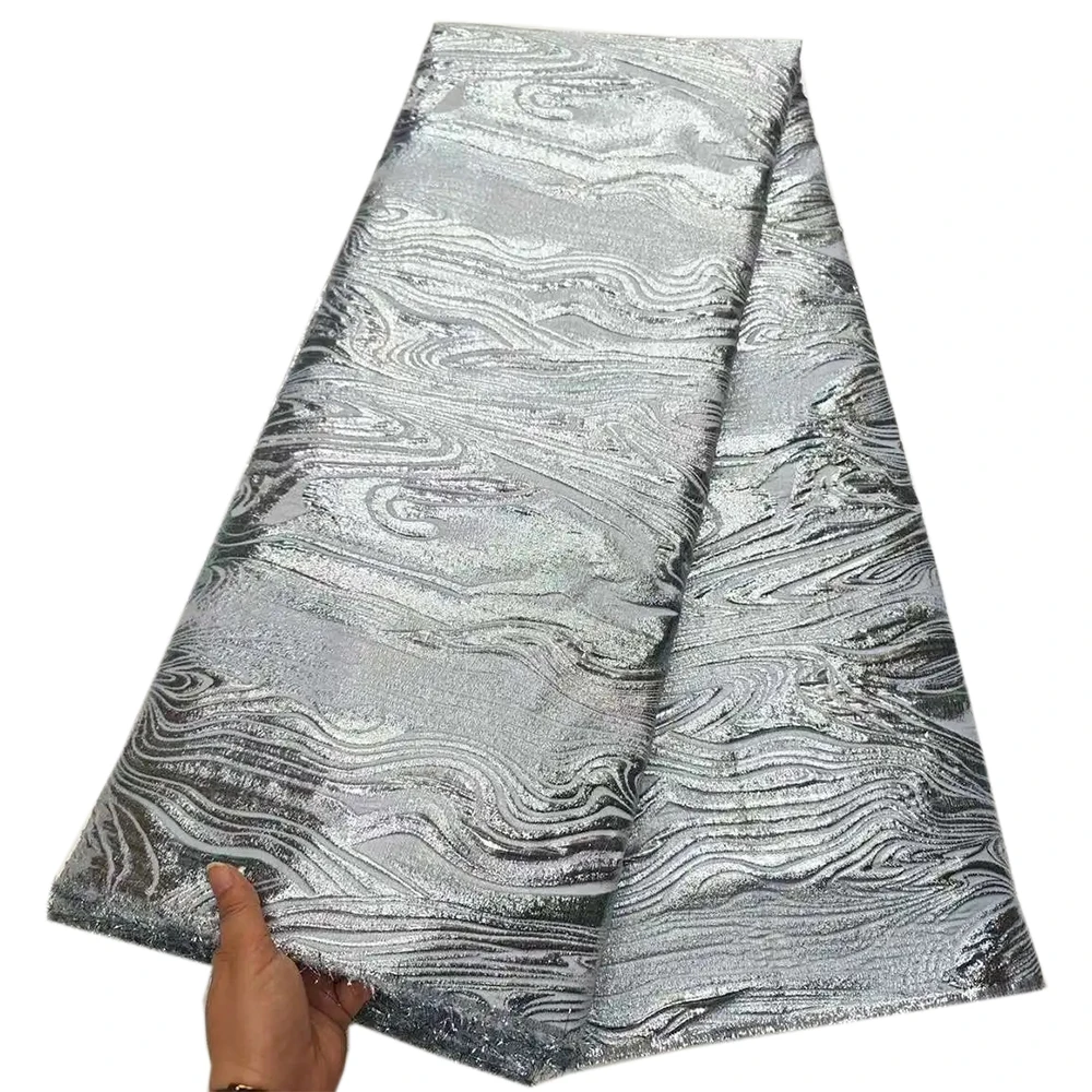 NI.AI  Luxury Damask Lace Brocade Jacquard Black Fabric Embroidery Fabric Wedding Dresses Sequins Lace