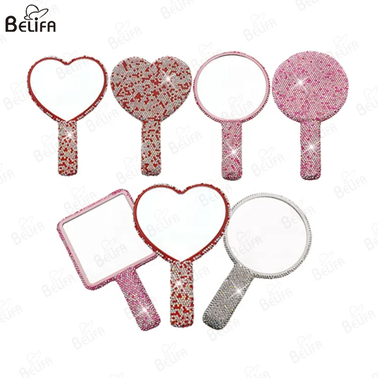 New Portable Eyelash Extensions Diamond Mirror Make Up Mini handheld hand held vanity Makeup mirrors Beauty handheld mirror