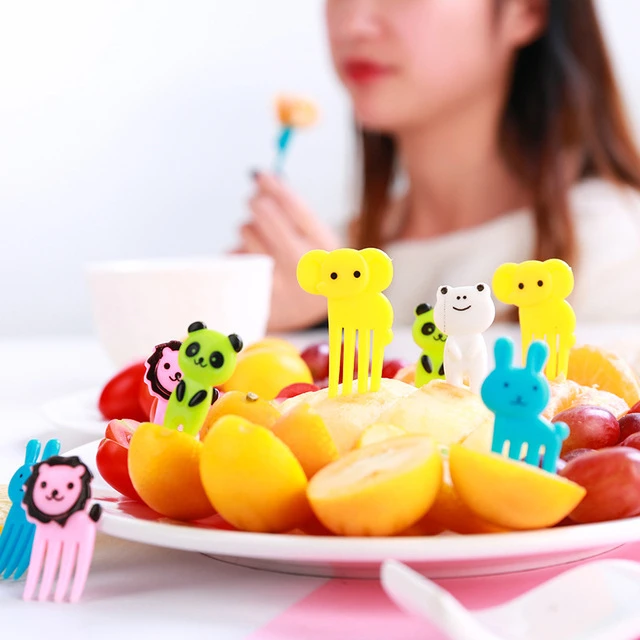Customized Family Use Cute Cartoon Food Fruit Fork 10pcs Party Gift Mini Fork For Kids