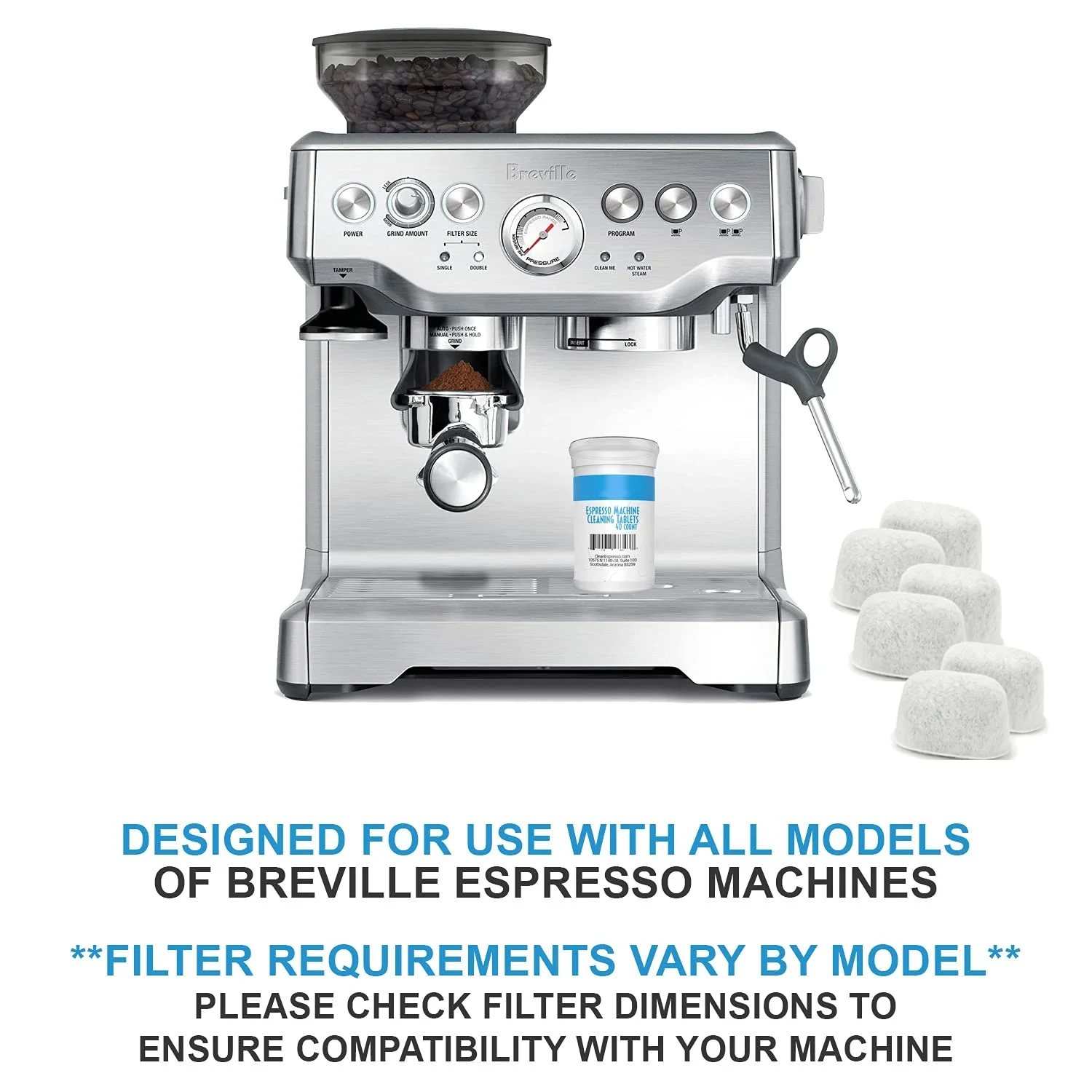 Machine Cleaner Tablets And 6 Filters For Breville Machines Cleaning Tablets & Replacement Water Filters