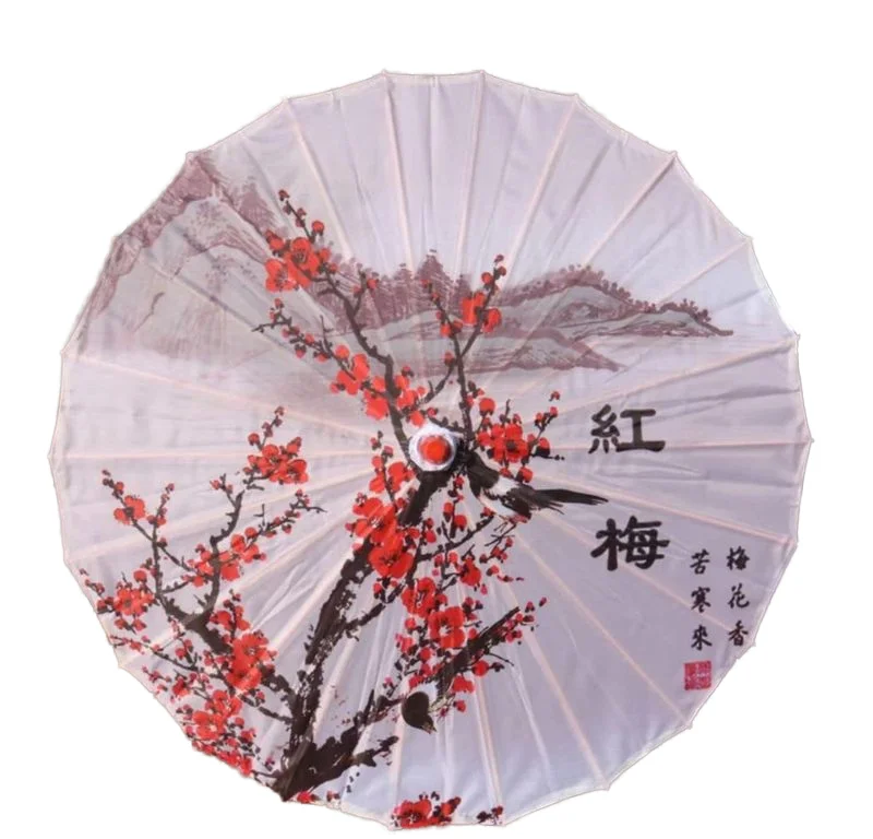 Japanese Silk Wood Golf Umbrella with Colorful Paper Oilpaper Parasol Straight Bamboo Frame Wedding Favor Gift Manual Control