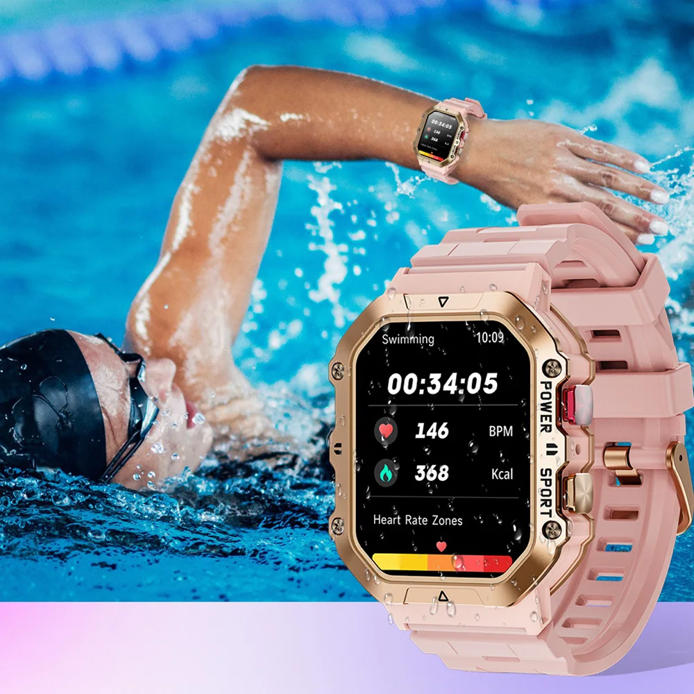 New lady health W1 Watch Pink fashion Watch Rose Gold 1 ATM ECG Fitness Outdoor  heart rate monitor girls Smart watch