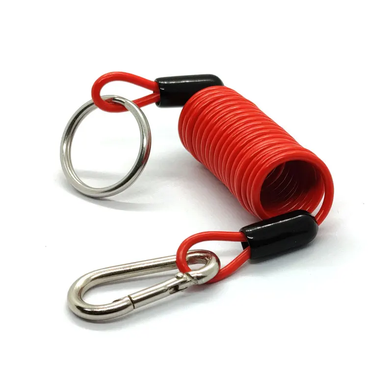 Scuba Diving Stainless Steel Spring Coil Lanyard Reef Hook Anti Lost Spring Coil Lanyard Emergency Tool with Quick Release