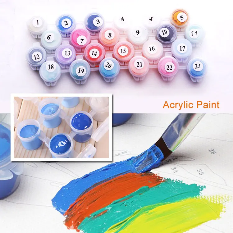 Custom Family Photos Oil Painting By Numbers Kit Watercolor Wooden Brushes Printed Adult Canvas Home Decoration DIY Wall Art