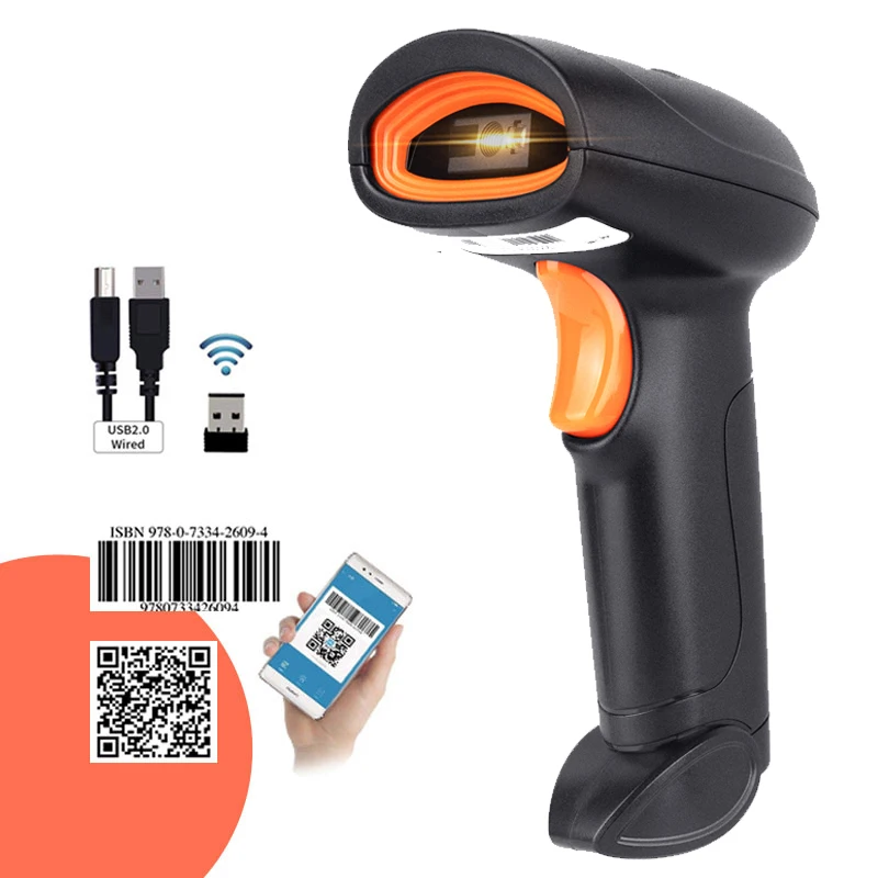 KEFAR Blue-tooth Barcode Scanner, Compatible with 2.4G Wireless & Blue-tooth Function & Wired Connection, Connect Smart Phone