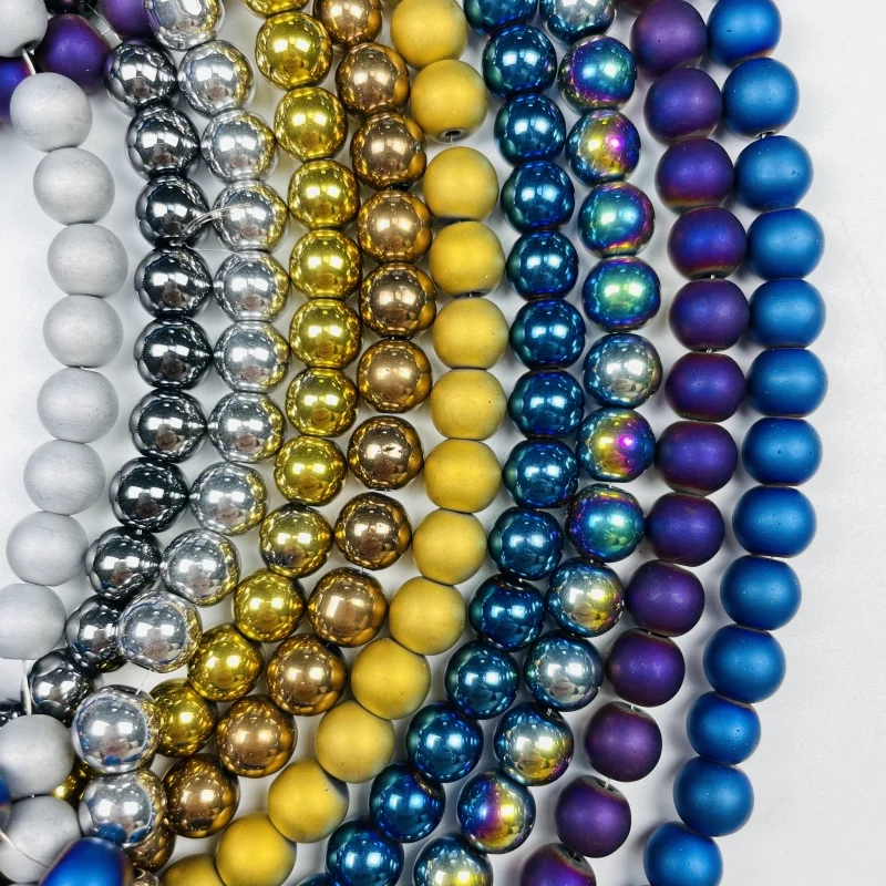 
New Smooth Round Metallic Coating Color Rough Matte Glass Beads for Jewelry Making Diy Beads Accessories 