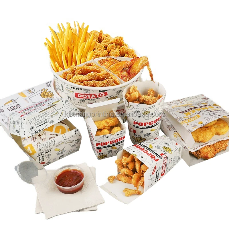 Hamburg fried chicken take out fast food box disposable food packaging french fries snack bucket