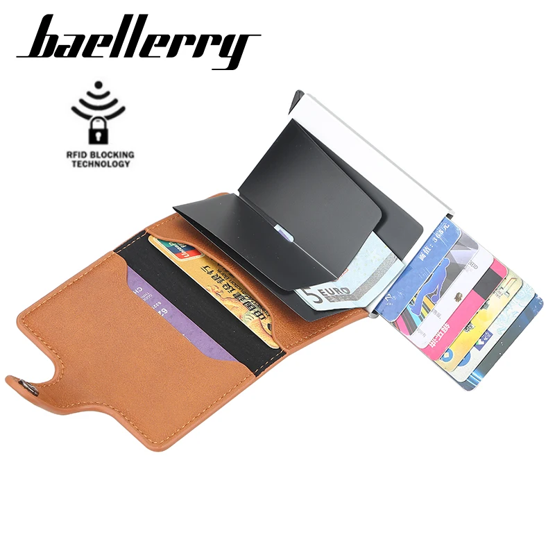 New Multi-card Double Aluminum Card Holder PU Leather Automatic Pop Up Credit Card Holder RFID Blocking Wallet