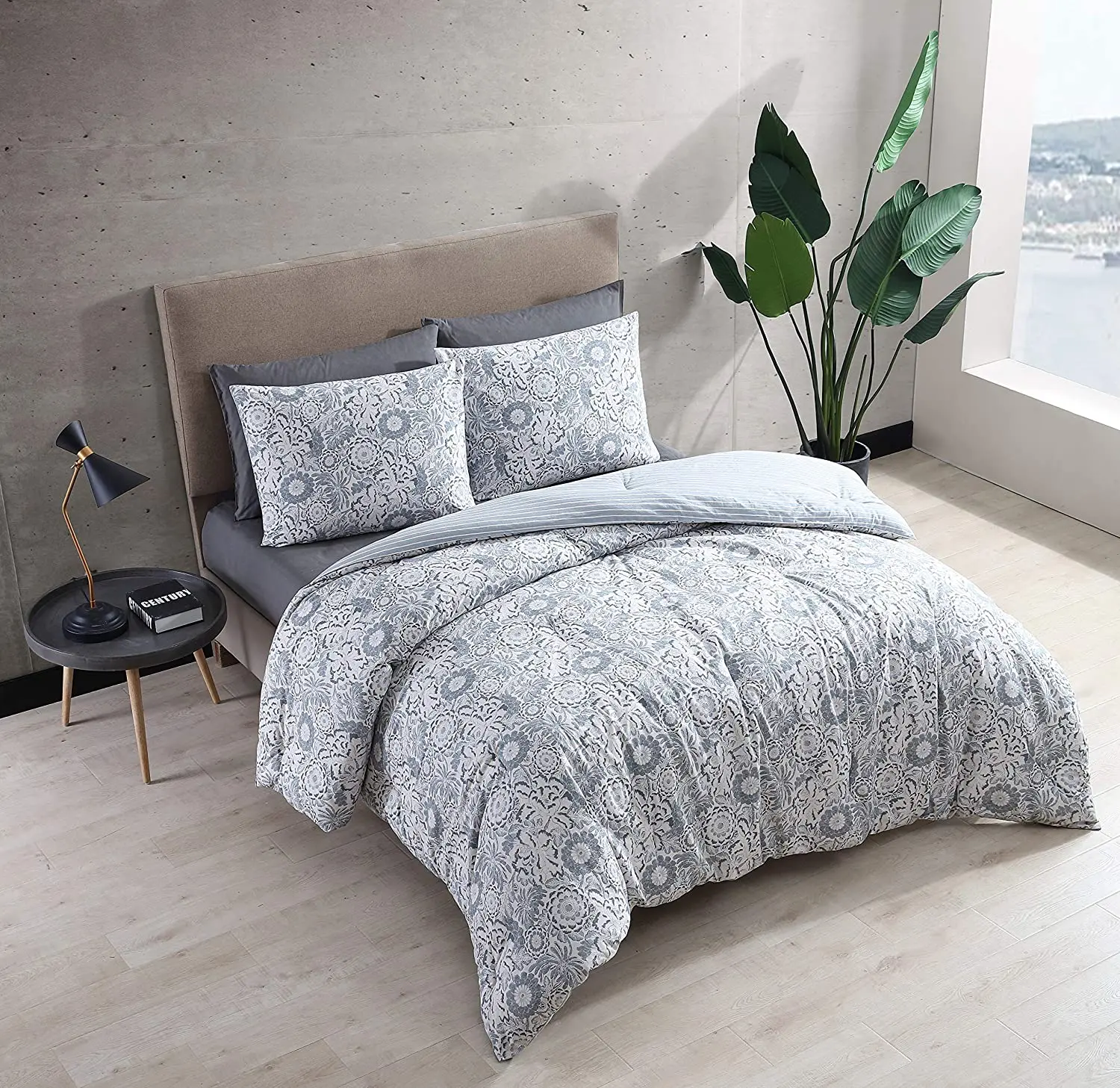 Nature Bedding Set Flower Pattern Cotton Grid Duvet Cover Set Bedsheet Set
