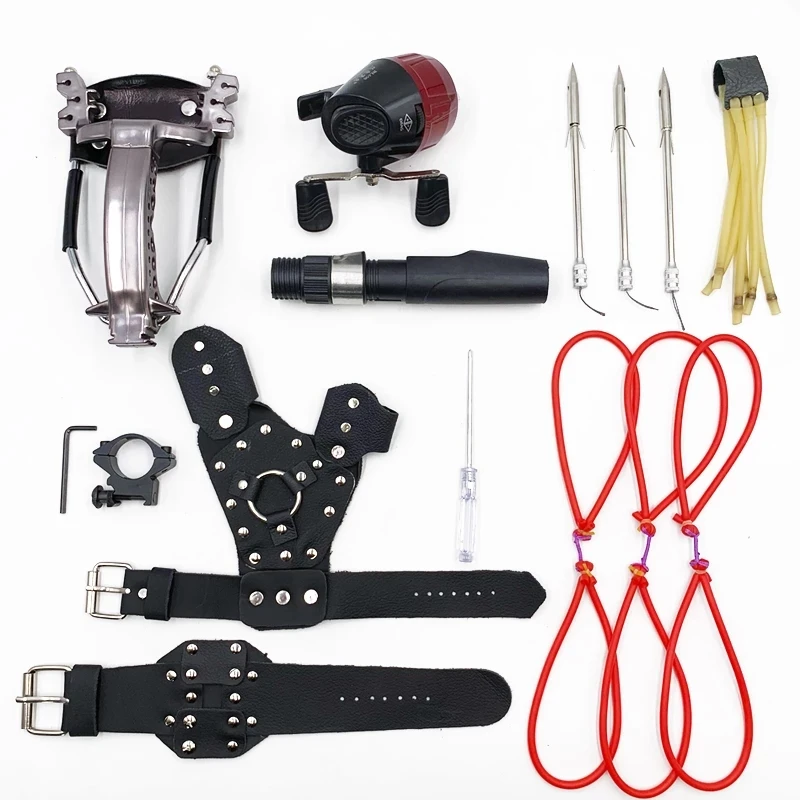 Professional Outdoor Equipment New Alloy Slingshot Shooting Fishing Dart Hunting Paintball Reel Rest Catapult