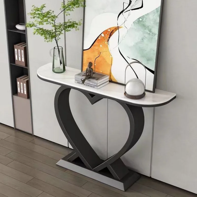 Light luxury new Chinese entrance table modern simple entry door living room super narrow semi-circle decorative table