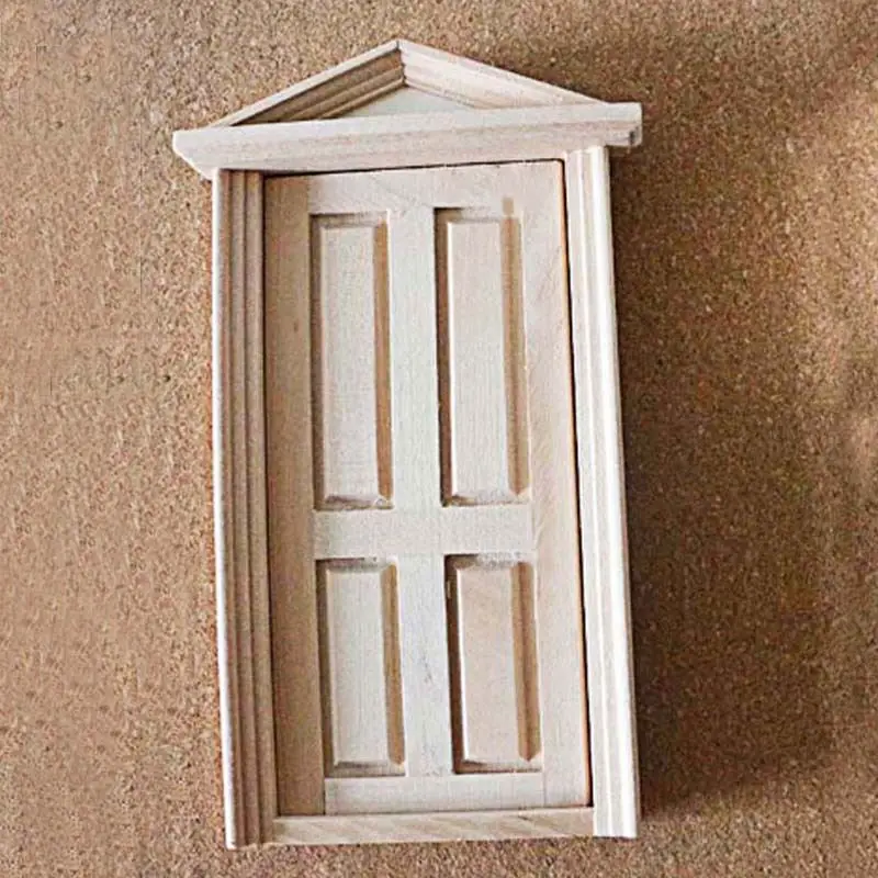 1:12 Miniature Household Doors Windows Model Wooden Doll House DIY Set with Pocket Door Shelves Ornaments Style Toy & Toy Model