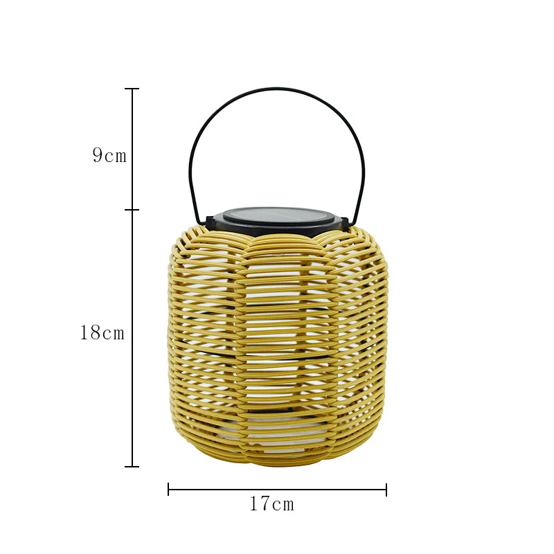 Solar Outdoor Lantern rattan bamboo woven storm lantern courtyard decoration Chinese retro small bell pepper portable